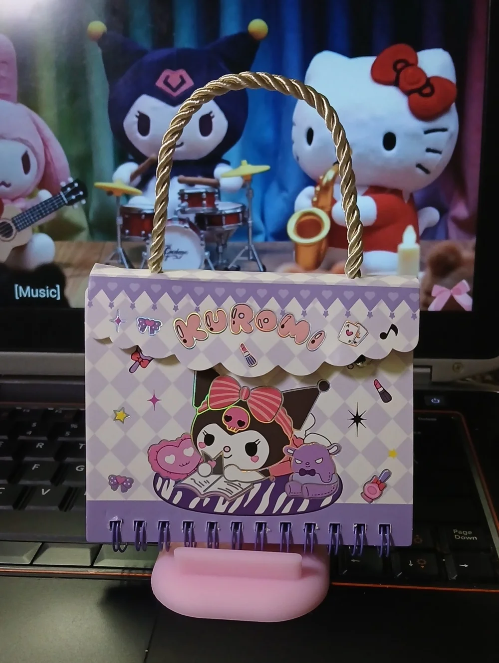 Kuromi Mini Purse Flip Notebook - Lavender Pink